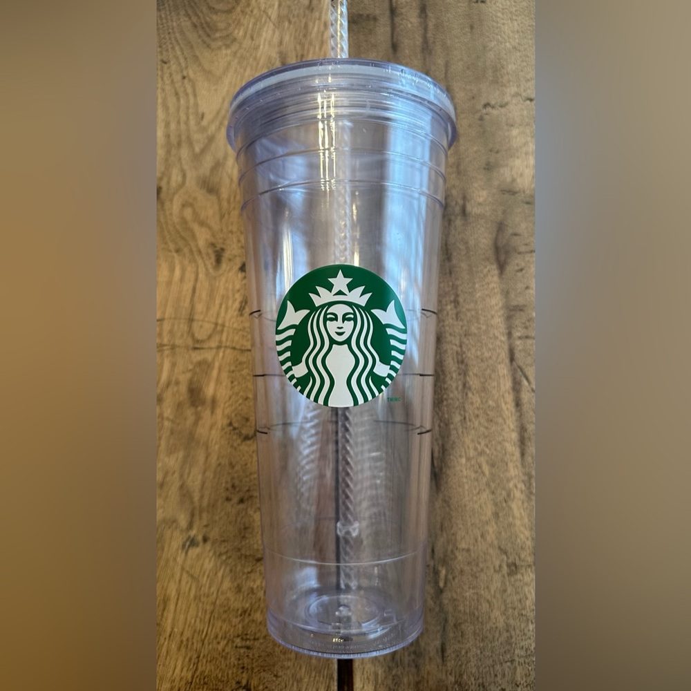 GUC Starbucks 24 oz. Clear Tumbler with straw.